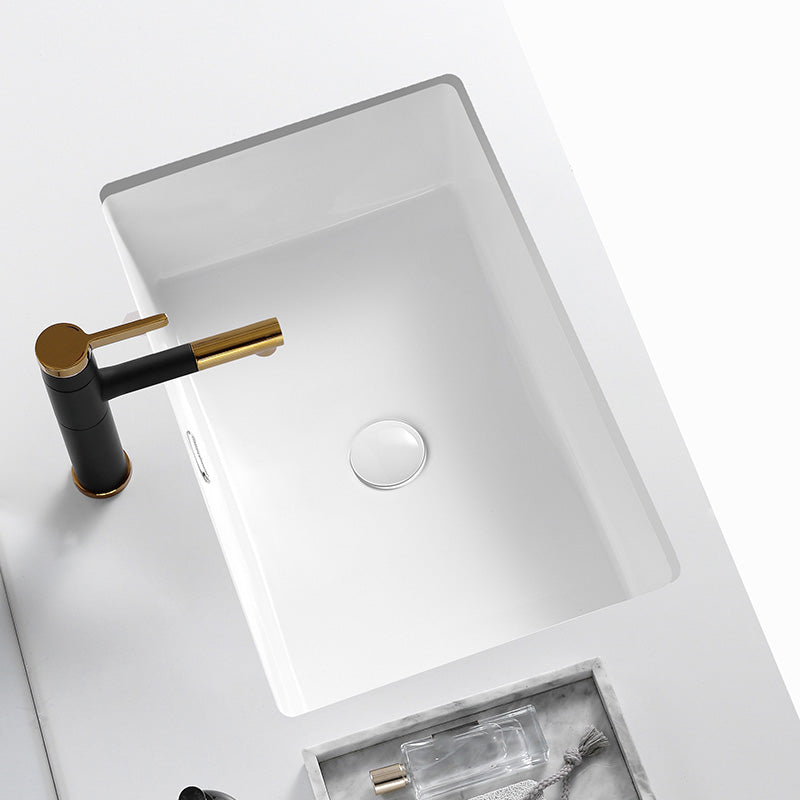 Modern Undermount Bathroom Sink Rectangular Porcelain with Faucet Basin Sink Clearhalo 'Bathroom Remodel & Bathroom Fixtures' 'Bathroom Sinks & Faucet Components' 'Bathroom Sinks' 'bathroom_sink' 'Home Improvement' 'home_improvement' 'home_improvement_bathroom_sink' 7046433