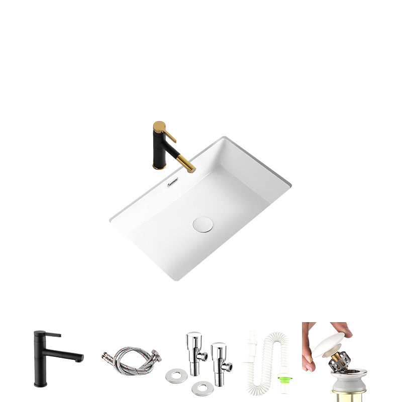 Modern Undermount Bathroom Sink Rectangular Porcelain with Faucet Basin Sink 28"L x 16"W x 8"H Sink with Faucet Clearhalo 'Bathroom Remodel & Bathroom Fixtures' 'Bathroom Sinks & Faucet Components' 'Bathroom Sinks' 'bathroom_sink' 'Home Improvement' 'home_improvement' 'home_improvement_bathroom_sink' 7046437