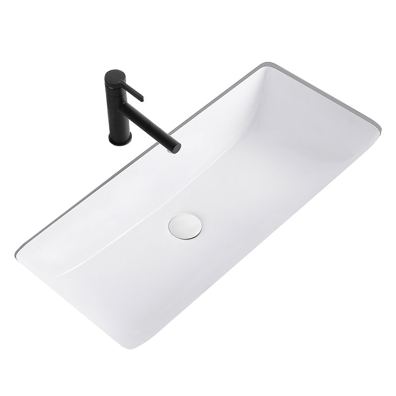 Modern Undermount Bathroom Sink Rectangular Porcelain with Faucet Basin Sink Clearhalo 'Bathroom Remodel & Bathroom Fixtures' 'Bathroom Sinks & Faucet Components' 'Bathroom Sinks' 'bathroom_sink' 'Home Improvement' 'home_improvement' 'home_improvement_bathroom_sink' 7046438