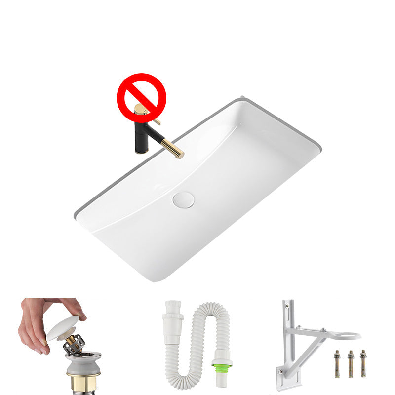 Modern Undermount Bathroom Sink Rectangular Porcelain with Faucet Basin Sink 32"L x 17"W x 9"H Sink Clearhalo 'Bathroom Remodel & Bathroom Fixtures' 'Bathroom Sinks & Faucet Components' 'Bathroom Sinks' 'bathroom_sink' 'Home Improvement' 'home_improvement' 'home_improvement_bathroom_sink' 7046439