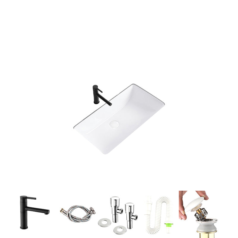 Modern Undermount Bathroom Sink Rectangular Porcelain with Faucet Basin Sink 27"L x 17"W x 9"H Sink with Faucet Clearhalo 'Bathroom Remodel & Bathroom Fixtures' 'Bathroom Sinks & Faucet Components' 'Bathroom Sinks' 'bathroom_sink' 'Home Improvement' 'home_improvement' 'home_improvement_bathroom_sink' 7046440