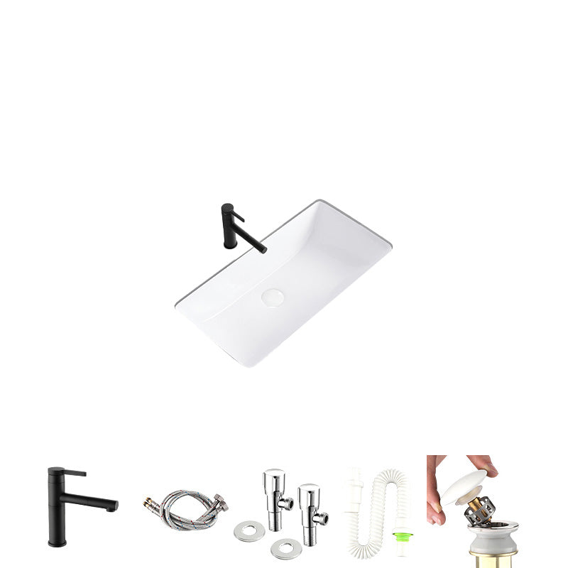 Modern Undermount Bathroom Sink Rectangular Porcelain with Faucet Basin Sink 28"L x 15"W x 8"H Sink with Faucet Clearhalo 'Bathroom Remodel & Bathroom Fixtures' 'Bathroom Sinks & Faucet Components' 'Bathroom Sinks' 'bathroom_sink' 'Home Improvement' 'home_improvement' 'home_improvement_bathroom_sink' 7046441