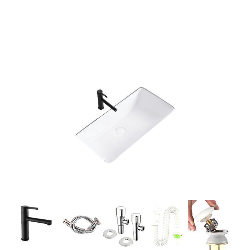 Modern Undermount Bathroom Sink Rectangular Porcelain with Faucet Basin Sink 28"L x 17"W x 7"H Sink with Faucet Clearhalo 'Bathroom Remodel & Bathroom Fixtures' 'Bathroom Sinks & Faucet Components' 'Bathroom Sinks' 'bathroom_sink' 'Home Improvement' 'home_improvement' 'home_improvement_bathroom_sink' 7046445