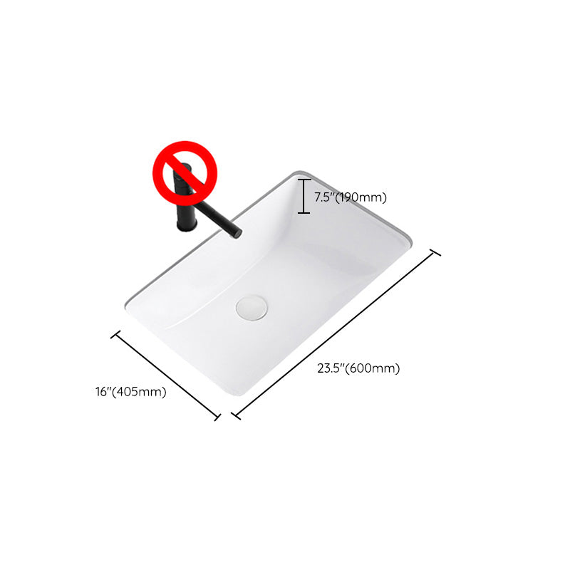 Modern Undermount Bathroom Sink Rectangular Porcelain with Faucet Basin Sink Clearhalo 'Bathroom Remodel & Bathroom Fixtures' 'Bathroom Sinks & Faucet Components' 'Bathroom Sinks' 'bathroom_sink' 'Home Improvement' 'home_improvement' 'home_improvement_bathroom_sink' 7046453