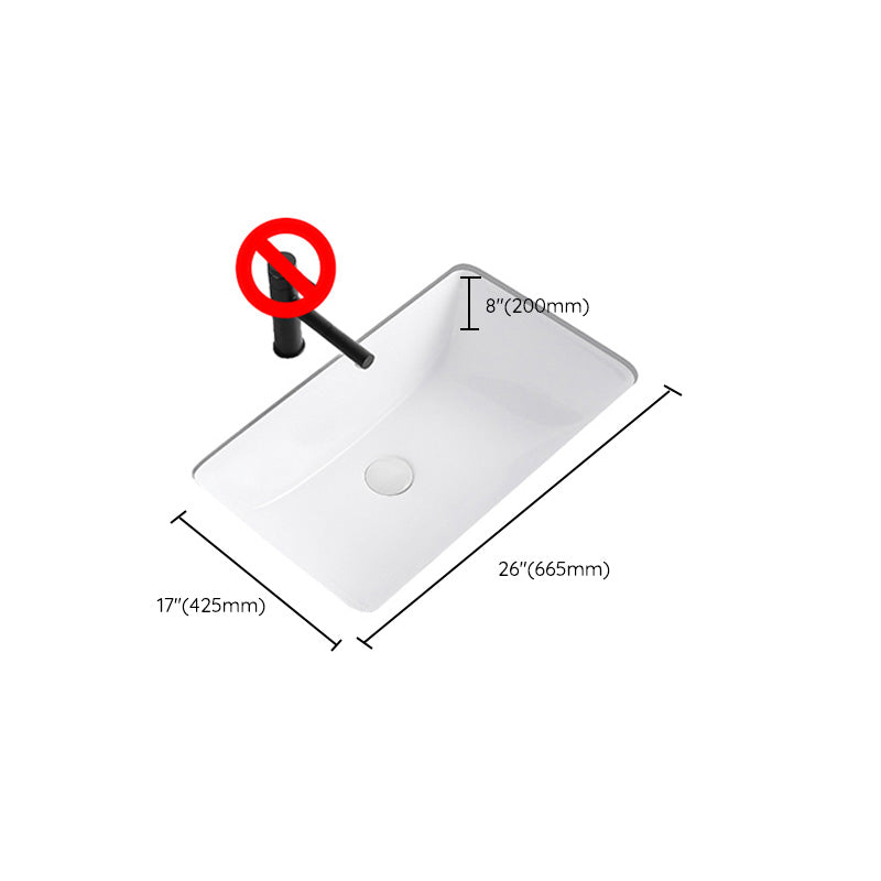 Modern Undermount Bathroom Sink Rectangular Porcelain with Faucet Basin Sink Clearhalo 'Bathroom Remodel & Bathroom Fixtures' 'Bathroom Sinks & Faucet Components' 'Bathroom Sinks' 'bathroom_sink' 'Home Improvement' 'home_improvement' 'home_improvement_bathroom_sink' 7046454