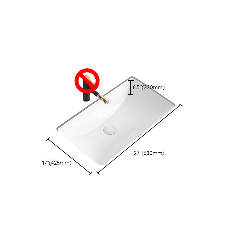Modern Undermount Bathroom Sink Rectangular Porcelain with Faucet Basin Sink Clearhalo 'Bathroom Remodel & Bathroom Fixtures' 'Bathroom Sinks & Faucet Components' 'Bathroom Sinks' 'bathroom_sink' 'Home Improvement' 'home_improvement' 'home_improvement_bathroom_sink' 7046455