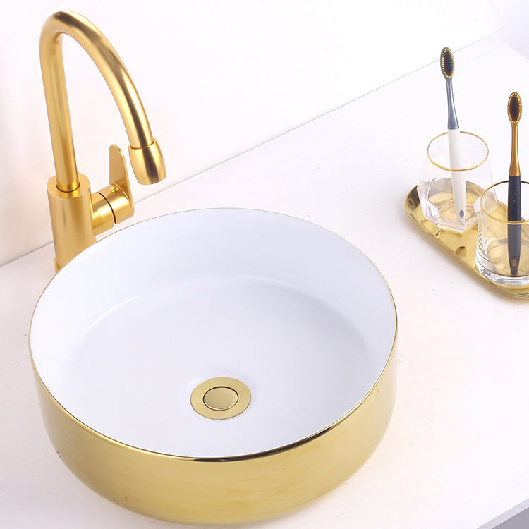 Round Bathroom Sink Contemporary Porcelain Trough Bathroom Sink Clearhalo 'Bathroom Remodel & Bathroom Fixtures' 'Bathroom Sinks & Faucet Components' 'Bathroom Sinks' 'bathroom_sink' 'Home Improvement' 'home_improvement' 'home_improvement_bathroom_sink' 7046491