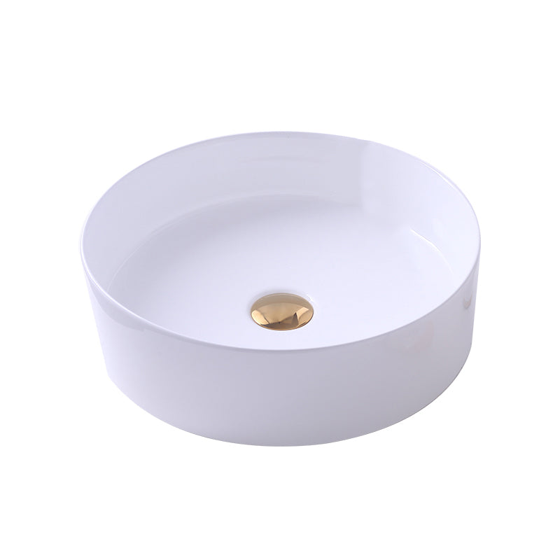 Round Bathroom Sink Contemporary Porcelain Trough Bathroom Sink 16"L x 16"W x 5"H White Sink Clearhalo 'Bathroom Remodel & Bathroom Fixtures' 'Bathroom Sinks & Faucet Components' 'Bathroom Sinks' 'bathroom_sink' 'Home Improvement' 'home_improvement' 'home_improvement_bathroom_sink' 7046495