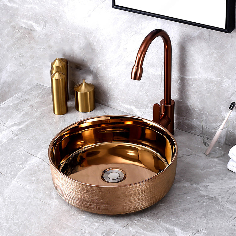 Round Bathroom Sink Contemporary Porcelain Trough Bathroom Sink Clearhalo 'Bathroom Remodel & Bathroom Fixtures' 'Bathroom Sinks & Faucet Components' 'Bathroom Sinks' 'bathroom_sink' 'Home Improvement' 'home_improvement' 'home_improvement_bathroom_sink' 7046496