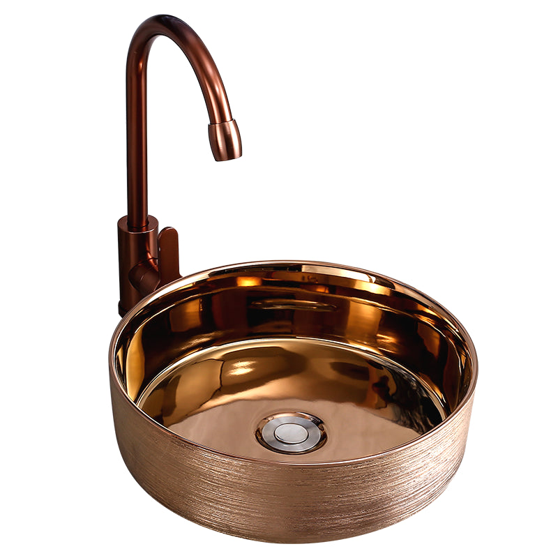 Round Bathroom Sink Contemporary Porcelain Trough Bathroom Sink Clearhalo 'Bathroom Remodel & Bathroom Fixtures' 'Bathroom Sinks & Faucet Components' 'Bathroom Sinks' 'bathroom_sink' 'Home Improvement' 'home_improvement' 'home_improvement_bathroom_sink' 7046499