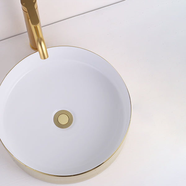 Round Bathroom Sink Contemporary Porcelain Trough Bathroom Sink Clearhalo 'Bathroom Remodel & Bathroom Fixtures' 'Bathroom Sinks & Faucet Components' 'Bathroom Sinks' 'bathroom_sink' 'Home Improvement' 'home_improvement' 'home_improvement_bathroom_sink' 7046504