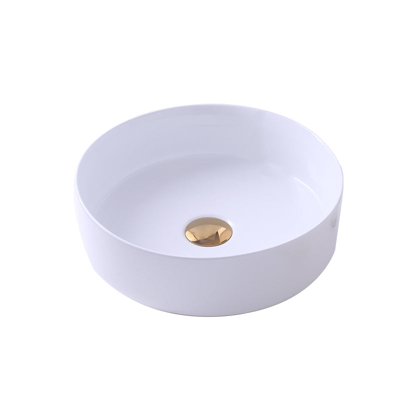 Round Bathroom Sink Contemporary Porcelain Trough Bathroom Sink 14"L x 14"W x 5"H White Sink Clearhalo 'Bathroom Remodel & Bathroom Fixtures' 'Bathroom Sinks & Faucet Components' 'Bathroom Sinks' 'bathroom_sink' 'Home Improvement' 'home_improvement' 'home_improvement_bathroom_sink' 7046512