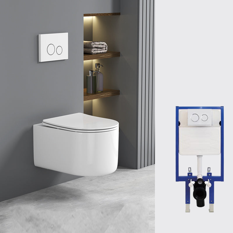 Contemporary Wall Mount Flush Toilet Ceramic Urine Toilet for Bathroom 15"L x 19"W x 13"H White Toilet with Tanker Clearhalo 'Bathroom Remodel & Bathroom Fixtures' 'Home Improvement' 'home_improvement' 'home_improvement_toilets' 'Toilets & Bidets' 'Toilets' 7049911