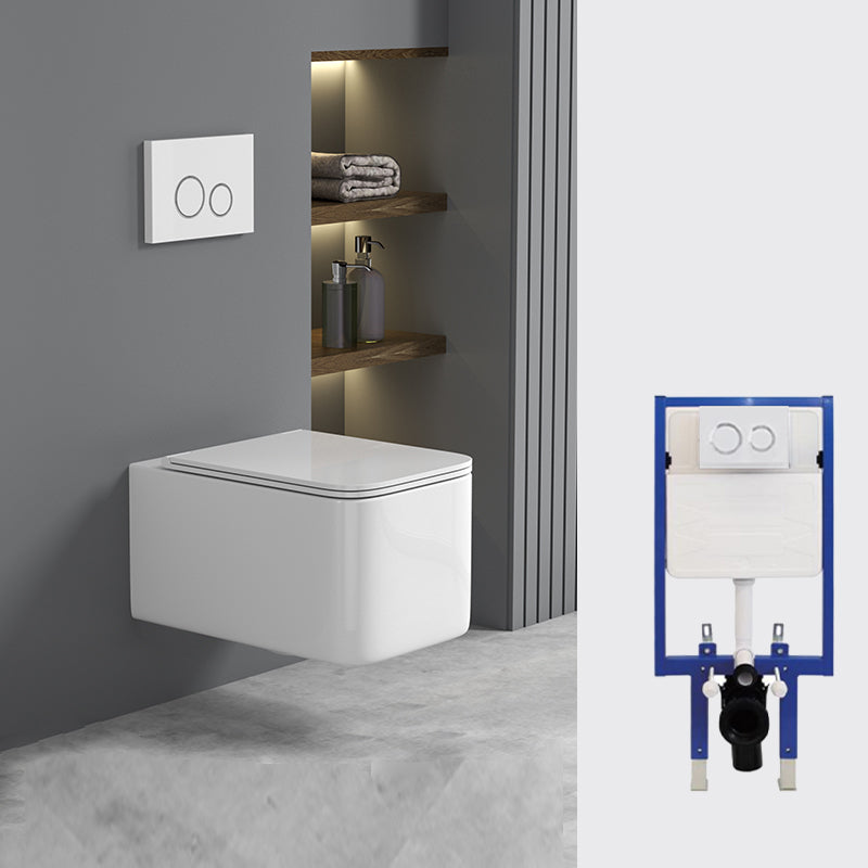 Contemporary Wall Mount Flush Toilet Ceramic Urine Toilet for Bathroom 14"L x 20"W x 14"H White Toilet with Tanker Clearhalo 'Bathroom Remodel & Bathroom Fixtures' 'Home Improvement' 'home_improvement' 'home_improvement_toilets' 'Toilets & Bidets' 'Toilets' 7049912
