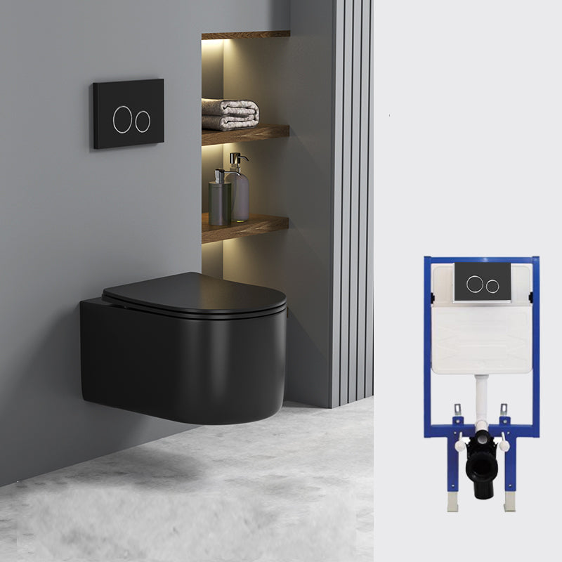 Contemporary Wall Mount Flush Toilet Ceramic Urine Toilet for Bathroom 15"L x 19"W x 13"H Black Toilet with Tanker Clearhalo 'Bathroom Remodel & Bathroom Fixtures' 'Home Improvement' 'home_improvement' 'home_improvement_toilets' 'Toilets & Bidets' 'Toilets' 7049914