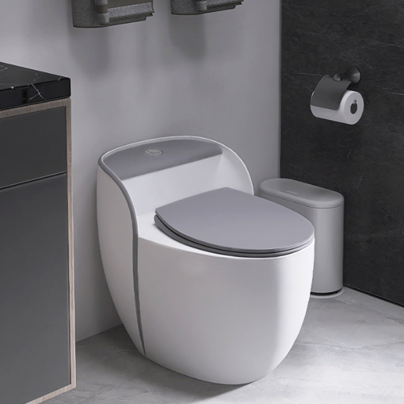 Contemporary Floor Mount Flush Toilet Siphon Jet Urine Toilet for Bathroom White Gray 16" Clearhalo 'Bathroom Remodel & Bathroom Fixtures' 'Home Improvement' 'home_improvement' 'home_improvement_toilets' 'Toilets & Bidets' 'Toilets' 7049938