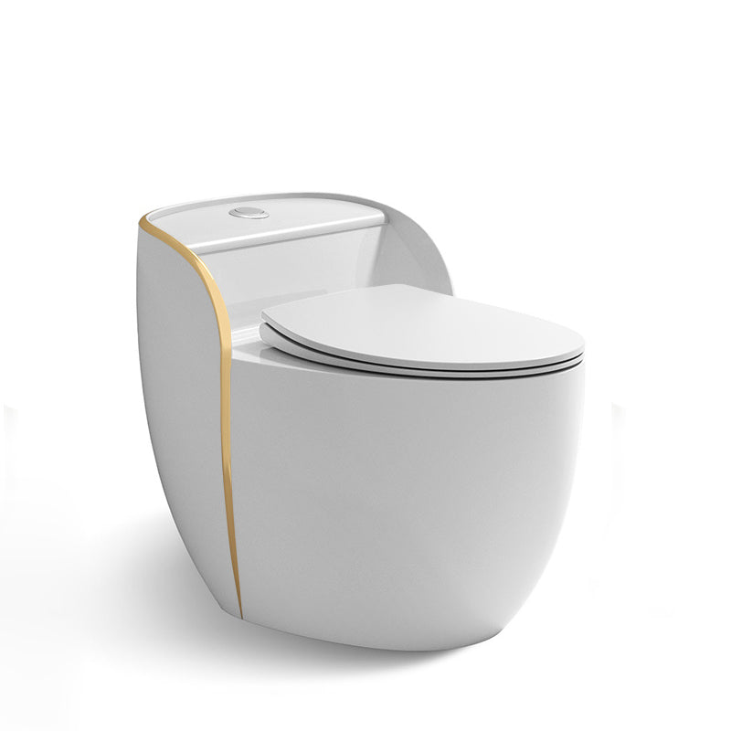 Contemporary Floor Mount Flush Toilet Siphon Jet Urine Toilet for Bathroom White Gold Clearhalo 'Bathroom Remodel & Bathroom Fixtures' 'Home Improvement' 'home_improvement' 'home_improvement_toilets' 'Toilets & Bidets' 'Toilets' 7049942