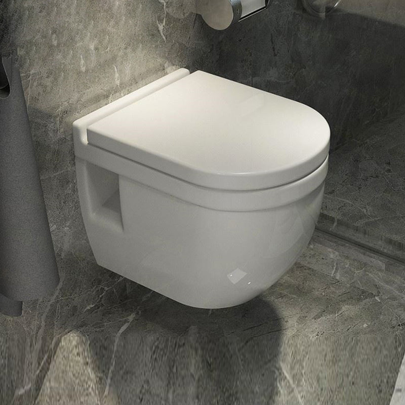 Modern White Ceramic Flush Toilet Wall Mount Urine Toilet with Seat for Washroom 14"L x 20"W x 15"H Toilet Only Clearhalo 'Bathroom Remodel & Bathroom Fixtures' 'Home Improvement' 'home_improvement' 'home_improvement_toilets' 'Toilets & Bidets' 'Toilets' 7049961