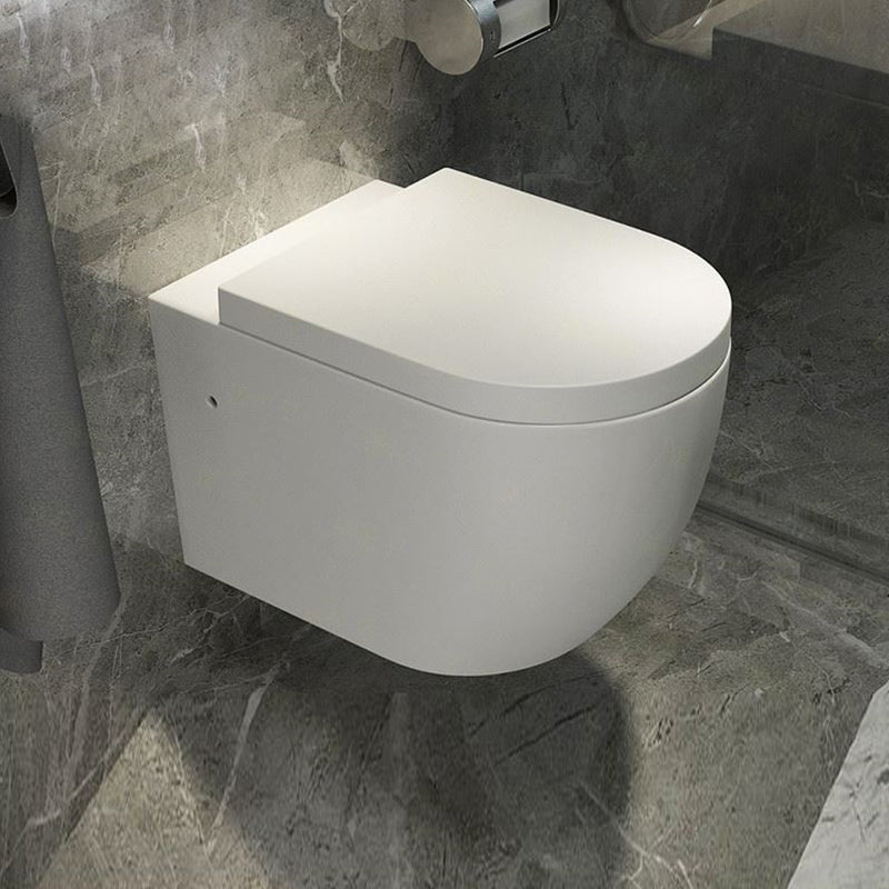 Modern White Ceramic Flush Toilet Wall Mount Urine Toilet with Seat for Washroom 14"L x 22"W x 15"H Toilet Only Clearhalo 'Bathroom Remodel & Bathroom Fixtures' 'Home Improvement' 'home_improvement' 'home_improvement_toilets' 'Toilets & Bidets' 'Toilets' 7049966