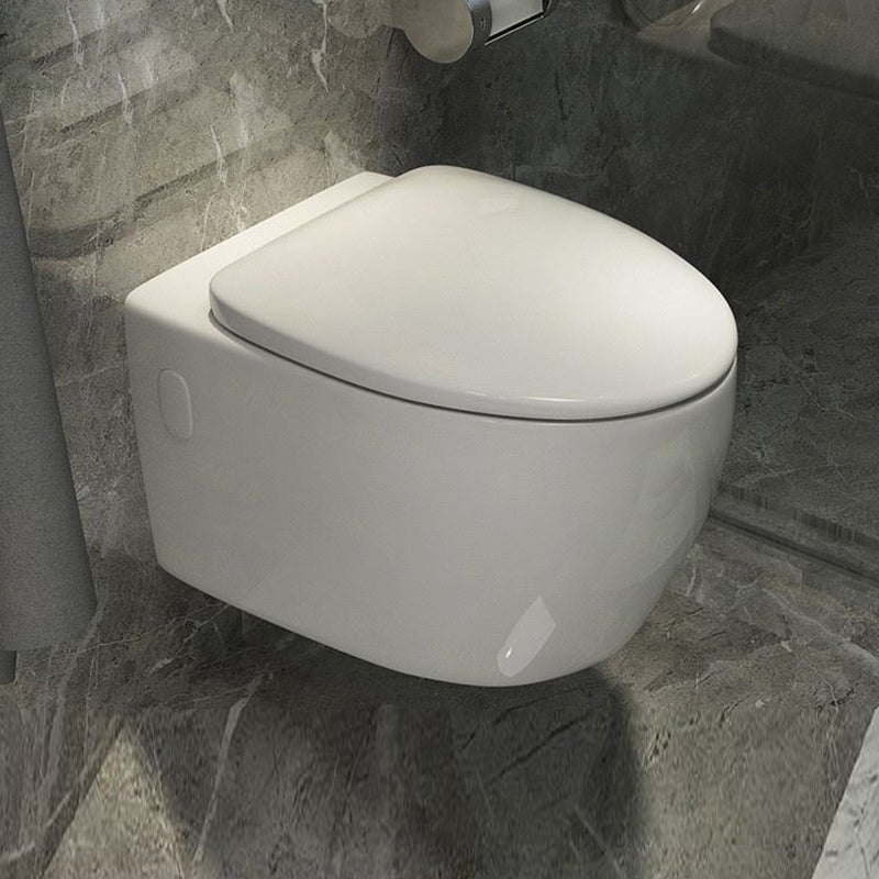 Modern White Ceramic Flush Toilet Wall Mount Urine Toilet with Seat for Washroom 15"L x 22"W x 13"H Toilet Only Clearhalo 'Bathroom Remodel & Bathroom Fixtures' 'Home Improvement' 'home_improvement' 'home_improvement_toilets' 'Toilets & Bidets' 'Toilets' 7049969