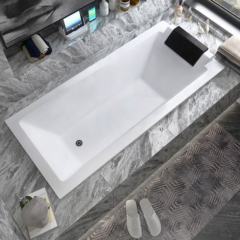 Drop-in White Bath Modern Soaking Acrylic Rectangular Bathtub Tub with Pillow Clearhalo 'Bathroom Remodel & Bathroom Fixtures' 'Bathtubs' 'Home Improvement' 'home_improvement' 'home_improvement_bathtubs' 'Showers & Bathtubs' 7049998