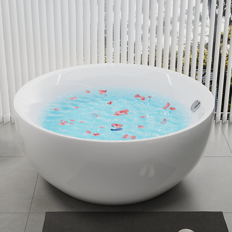 Round Bathtub Acrylic Soaking Freestanding Bathtub , 25.59-inch Tall Tub Clearhalo 'Bathroom Remodel & Bathroom Fixtures' 'Bathtubs' 'Home Improvement' 'home_improvement' 'home_improvement_bathtubs' 'Showers & Bathtubs' 7050048