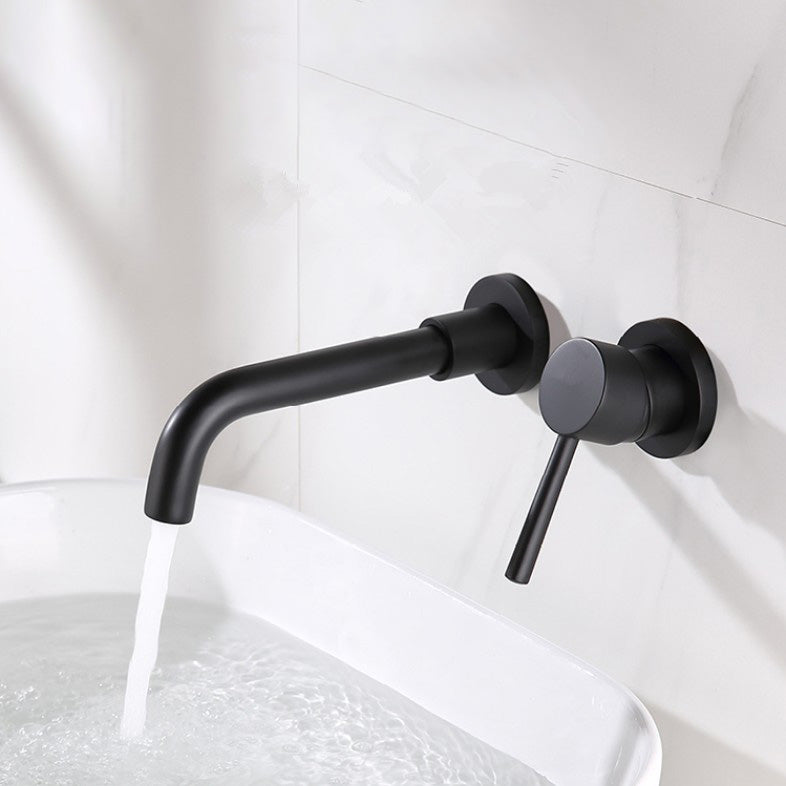 Wall Mounted Bathroom Faucet Swivel Spout Low Arc 2 Hole Faucets Clearhalo 'Bathroom Remodel & Bathroom Fixtures' 'Bathroom Sink Faucets' 'Bathroom Sinks & Faucet Components' 'bathroom_sink_faucets' 'Home Improvement' 'home_improvement' 'home_improvement_bathroom_sink_faucets' 7050593
