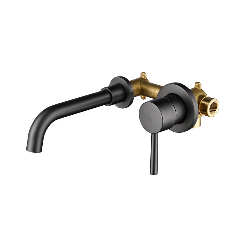 Wall Mounted Bathroom Faucet Swivel Spout Low Arc 2 Hole Faucets Clearhalo 'Bathroom Remodel & Bathroom Fixtures' 'Bathroom Sink Faucets' 'Bathroom Sinks & Faucet Components' 'bathroom_sink_faucets' 'Home Improvement' 'home_improvement' 'home_improvement_bathroom_sink_faucets' 7050602