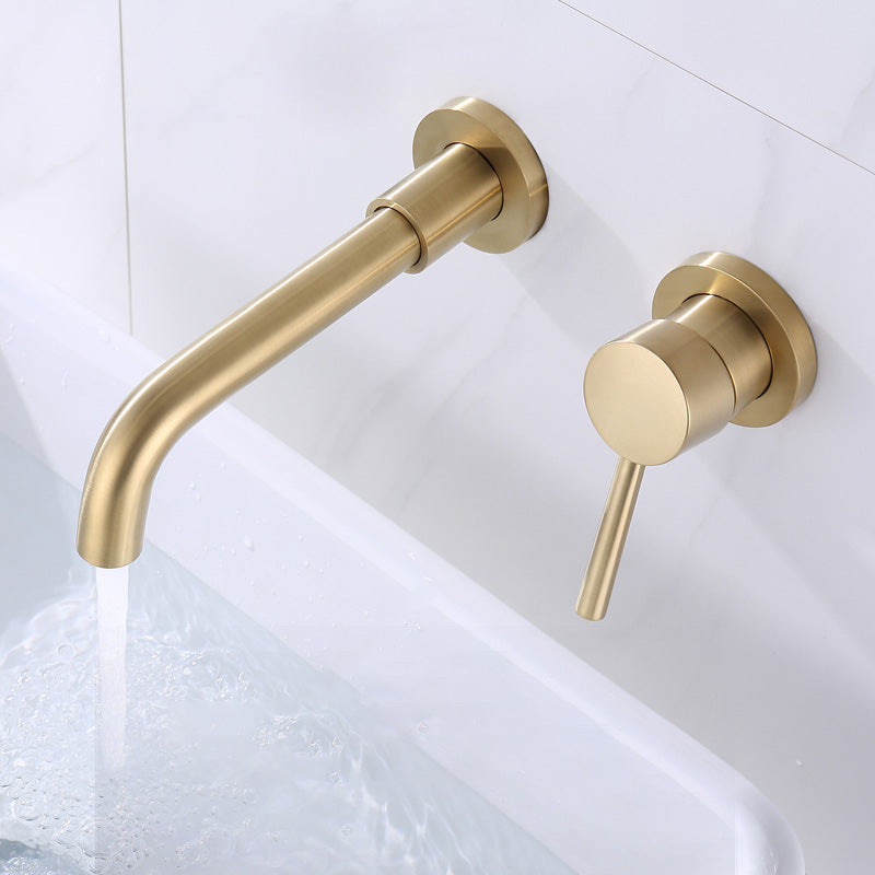 Wall Mounted Bathroom Faucet Swivel Spout Low Arc 2 Hole Faucets Clearhalo 'Bathroom Remodel & Bathroom Fixtures' 'Bathroom Sink Faucets' 'Bathroom Sinks & Faucet Components' 'bathroom_sink_faucets' 'Home Improvement' 'home_improvement' 'home_improvement_bathroom_sink_faucets' 7050607