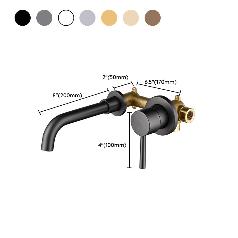 Wall Mounted Bathroom Faucet Swivel Spout Low Arc 2 Hole Faucets Clearhalo 'Bathroom Remodel & Bathroom Fixtures' 'Bathroom Sink Faucets' 'Bathroom Sinks & Faucet Components' 'bathroom_sink_faucets' 'Home Improvement' 'home_improvement' 'home_improvement_bathroom_sink_faucets' 7050608