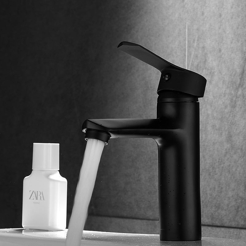 Vanity Sink Faucet Waterfall Spout Single Handle Faucet with LED Light Matte Black 6.3" Led Lights Not Included Clearhalo 'Bathroom Remodel & Bathroom Fixtures' 'Bathroom Sink Faucets' 'Bathroom Sinks & Faucet Components' 'bathroom_sink_faucets' 'Home Improvement' 'home_improvement' 'home_improvement_bathroom_sink_faucets' 7050610