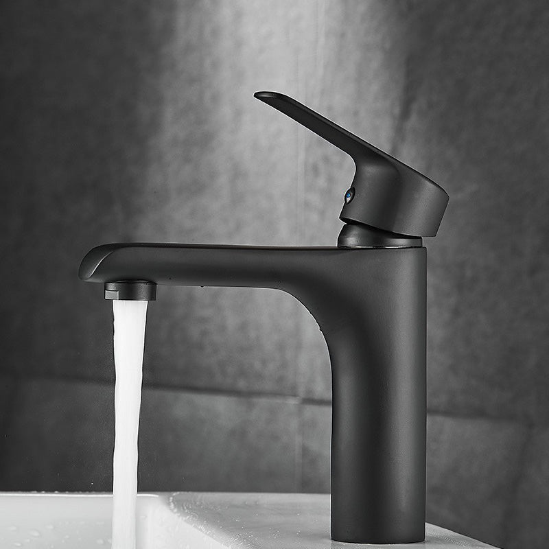 Vanity Sink Faucet Waterfall Spout Single Handle Faucet with LED Light Matte Black 7" Led Lights Not Included Clearhalo 'Bathroom Remodel & Bathroom Fixtures' 'Bathroom Sink Faucets' 'Bathroom Sinks & Faucet Components' 'bathroom_sink_faucets' 'Home Improvement' 'home_improvement' 'home_improvement_bathroom_sink_faucets' 7050614