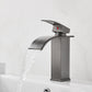 Vanity Sink Faucet Waterfall Spout Single Handle Faucet with LED Light Grey 6.9" Led Lights Not Included Clearhalo 'Bathroom Remodel & Bathroom Fixtures' 'Bathroom Sink Faucets' 'Bathroom Sinks & Faucet Components' 'bathroom_sink_faucets' 'Home Improvement' 'home_improvement' 'home_improvement_bathroom_sink_faucets' 7050627