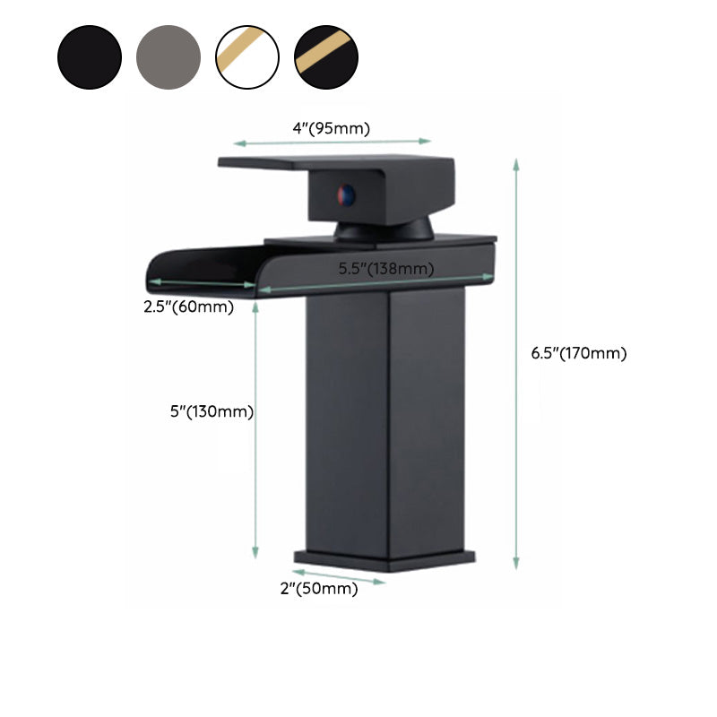 Vanity Sink Faucet Waterfall Spout Single Handle Faucet with LED Light Clearhalo 'Bathroom Remodel & Bathroom Fixtures' 'Bathroom Sink Faucets' 'Bathroom Sinks & Faucet Components' 'bathroom_sink_faucets' 'Home Improvement' 'home_improvement' 'home_improvement_bathroom_sink_faucets' 7050641