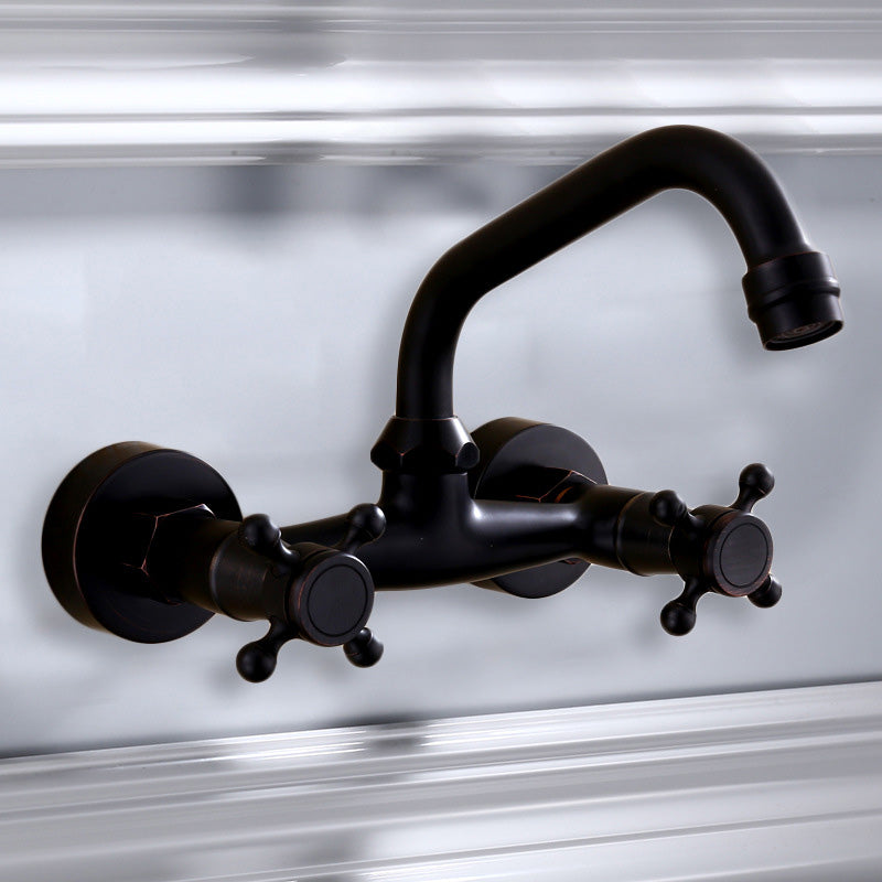 Black Wall Mounted Bathroom Faucet American Classic Widespread Sink Faucet Clearhalo 'Bathroom Remodel & Bathroom Fixtures' 'Bathroom Sink Faucets' 'Bathroom Sinks & Faucet Components' 'bathroom_sink_faucets' 'Home Improvement' 'home_improvement' 'home_improvement_bathroom_sink_faucets' 7050660