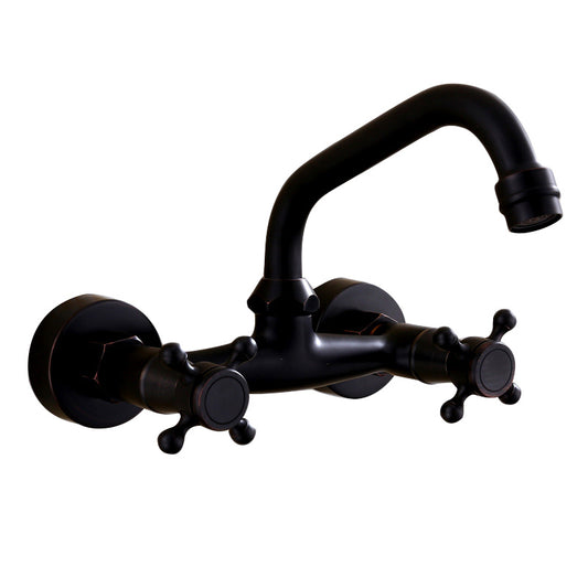 Black Wall Mounted Bathroom Faucet American Classic Widespread Sink Faucet Clearhalo 'Bathroom Remodel & Bathroom Fixtures' 'Bathroom Sink Faucets' 'Bathroom Sinks & Faucet Components' 'bathroom_sink_faucets' 'Home Improvement' 'home_improvement' 'home_improvement_bathroom_sink_faucets' 7050667