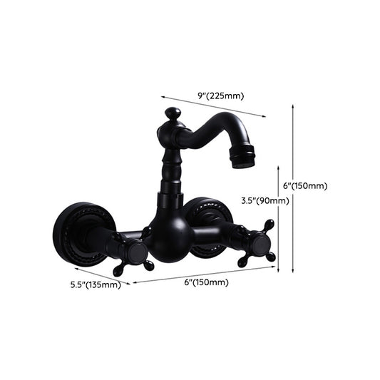 Black Wall Mounted Bathroom Faucet American Classic Widespread Sink Faucet Clearhalo 'Bathroom Remodel & Bathroom Fixtures' 'Bathroom Sink Faucets' 'Bathroom Sinks & Faucet Components' 'bathroom_sink_faucets' 'Home Improvement' 'home_improvement' 'home_improvement_bathroom_sink_faucets' 7050668