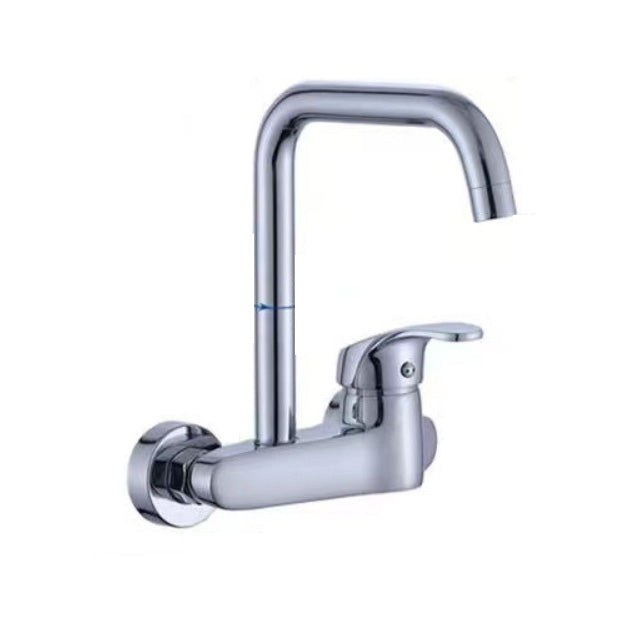 Modern Metal Wall-mounted Kitchen Faucet One Handle High Arch Water Filler 7 Shape Clearhalo 'Home Improvement' 'home_improvement' 'home_improvement_kitchen_faucets' 'Kitchen Faucets' 'Kitchen Remodel & Kitchen Fixtures' 'Kitchen Sinks & Faucet Components' 'kitchen_faucets' 7050732