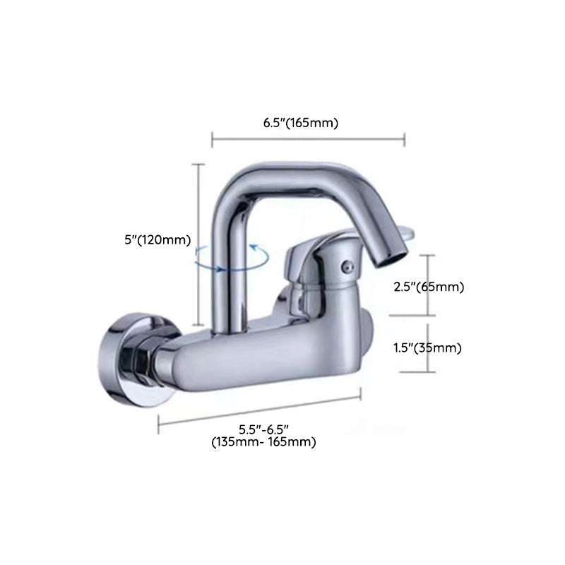 Modern Metal Wall-mounted Kitchen Faucet One Handle High Arch Water Filler Clearhalo 'Home Improvement' 'home_improvement' 'home_improvement_kitchen_faucets' 'Kitchen Faucets' 'Kitchen Remodel & Kitchen Fixtures' 'Kitchen Sinks & Faucet Components' 'kitchen_faucets' 7050740
