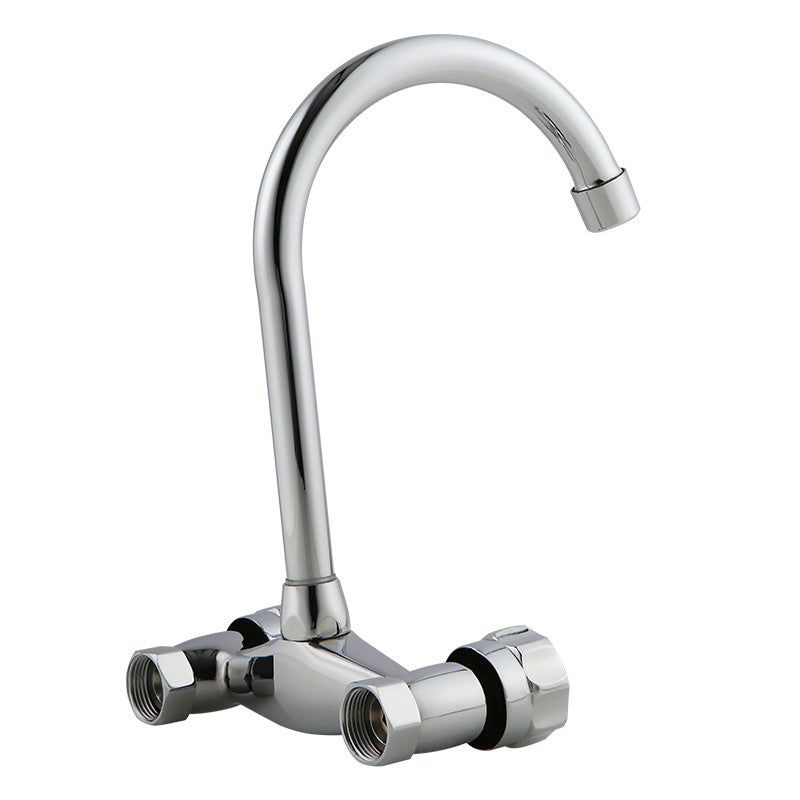 Contemporary Double Handles Kitchen Faucet Metal 2 Holds Bar Faucet Clearhalo 'Home Improvement' 'home_improvement' 'home_improvement_kitchen_faucets' 'Kitchen Faucets' 'Kitchen Remodel & Kitchen Fixtures' 'Kitchen Sinks & Faucet Components' 'kitchen_faucets' 7050754