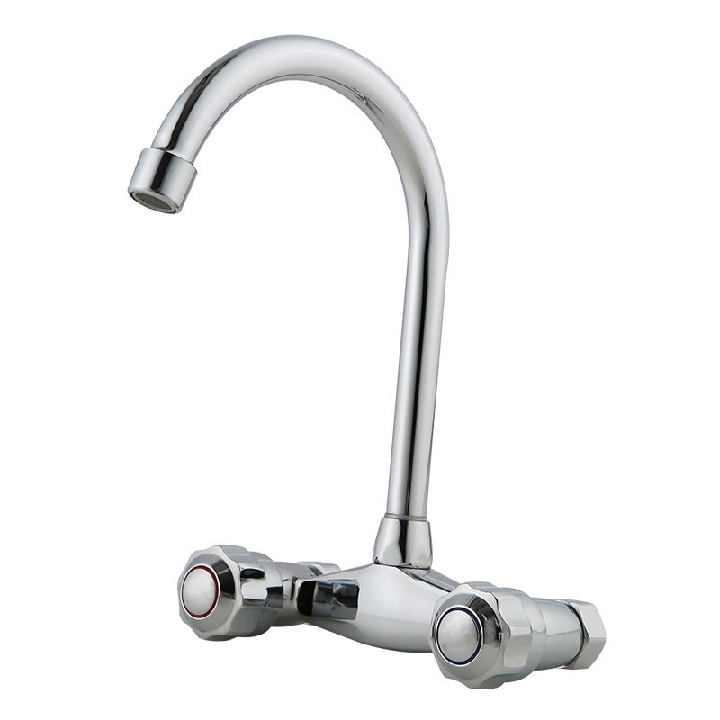 Contemporary Double Handles Kitchen Faucet Metal 2 Holds Bar Faucet Clearhalo 'Home Improvement' 'home_improvement' 'home_improvement_kitchen_faucets' 'Kitchen Faucets' 'Kitchen Remodel & Kitchen Fixtures' 'Kitchen Sinks & Faucet Components' 'kitchen_faucets' 7050755