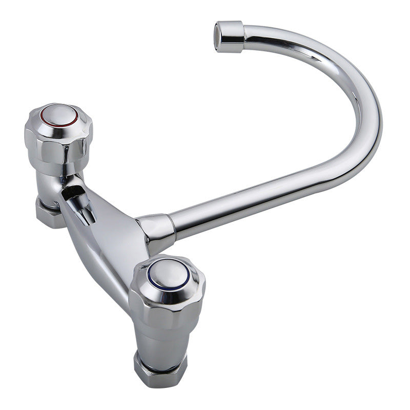 Contemporary Double Handles Kitchen Faucet Metal 2 Holds Bar Faucet Clearhalo 'Home Improvement' 'home_improvement' 'home_improvement_kitchen_faucets' 'Kitchen Faucets' 'Kitchen Remodel & Kitchen Fixtures' 'Kitchen Sinks & Faucet Components' 'kitchen_faucets' 7050756