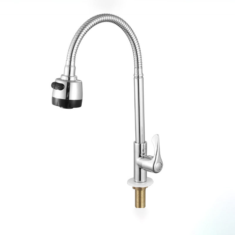 Contemporary Single Handle Kitchen Faucet Brass 1-Hold Bar Faucet Copper Bench Mounted Universal Faucet Clearhalo 'Home Improvement' 'home_improvement' 'home_improvement_kitchen_faucets' 'Kitchen Faucets' 'Kitchen Remodel & Kitchen Fixtures' 'Kitchen Sinks & Faucet Components' 'kitchen_faucets' 7050770