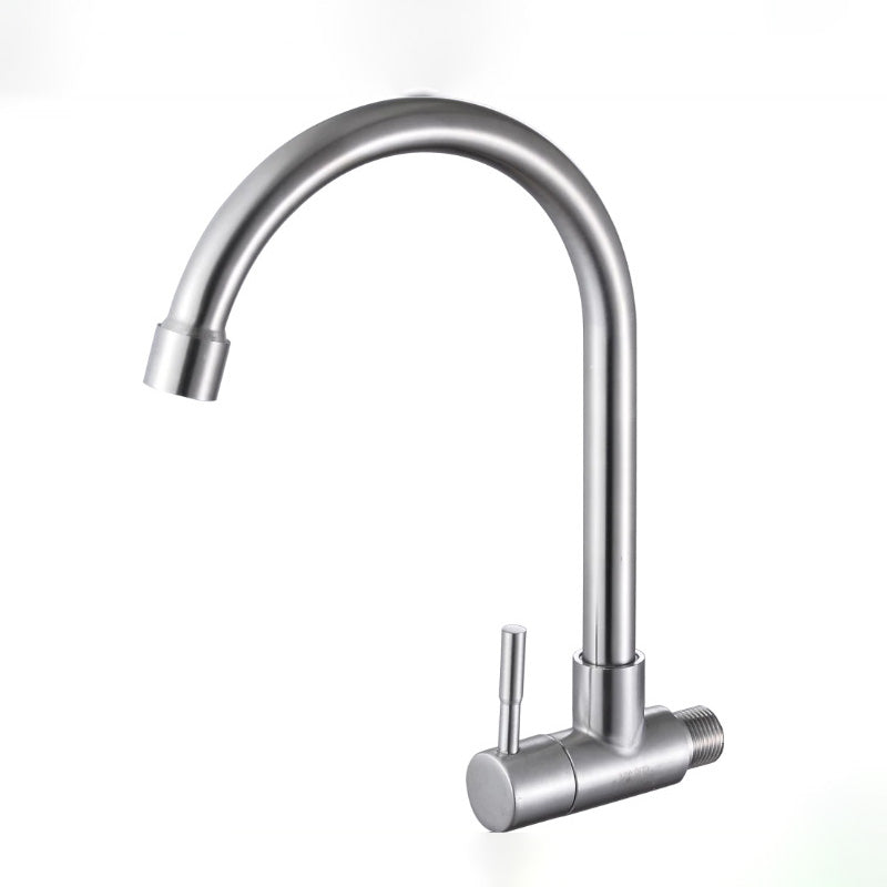 Contemporary Single Handle Kitchen Faucet Brass 1-Hold Bar Faucet Stainless Steel Wall Mounted Gooseneck/High Arc Clearhalo 'Home Improvement' 'home_improvement' 'home_improvement_kitchen_faucets' 'Kitchen Faucets' 'Kitchen Remodel & Kitchen Fixtures' 'Kitchen Sinks & Faucet Components' 'kitchen_faucets' 7050772