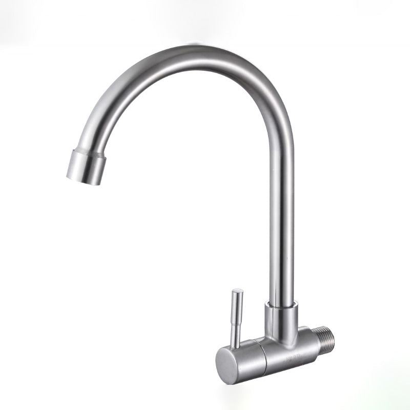 Contemporary Single Handle Kitchen Faucet Brass 1-Hold Bar Faucet Stainless Steel Wall Mounted Gooseneck High Arc Clearhalo 'Home Improvement' 'home_improvement' 'home_improvement_kitchen_faucets' 'Kitchen Faucets' 'Kitchen Remodel & Kitchen Fixtures' 'Kitchen Sinks & Faucet Components' 'kitchen_faucets' 7050772