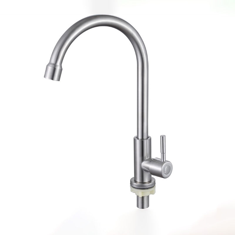 Contemporary Single Handle Kitchen Faucet Brass 1-Hold Bar Faucet Stainless Steel Bench Mounted Gooseneck/High Arc Clearhalo 'Home Improvement' 'home_improvement' 'home_improvement_kitchen_faucets' 'Kitchen Faucets' 'Kitchen Remodel & Kitchen Fixtures' 'Kitchen Sinks & Faucet Components' 'kitchen_faucets' 7050774
