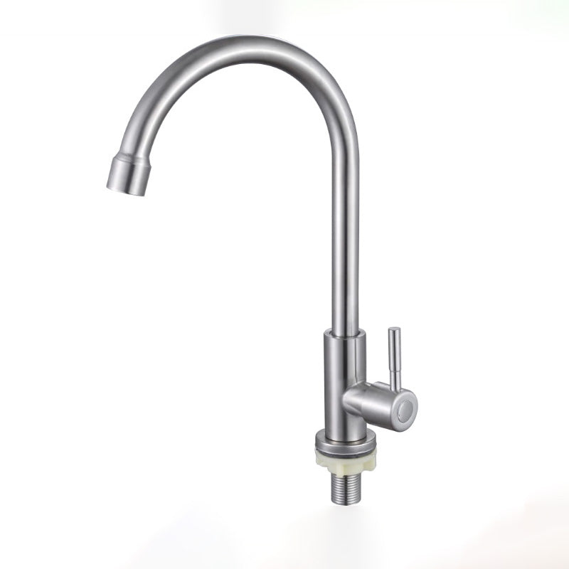 Contemporary Single Handle Kitchen Faucet Brass 1-Hold Bar Faucet Stainless Steel Bench Mounted Gooseneck High Arc Clearhalo 'Home Improvement' 'home_improvement' 'home_improvement_kitchen_faucets' 'Kitchen Faucets' 'Kitchen Remodel & Kitchen Fixtures' 'Kitchen Sinks & Faucet Components' 'kitchen_faucets' 7050774