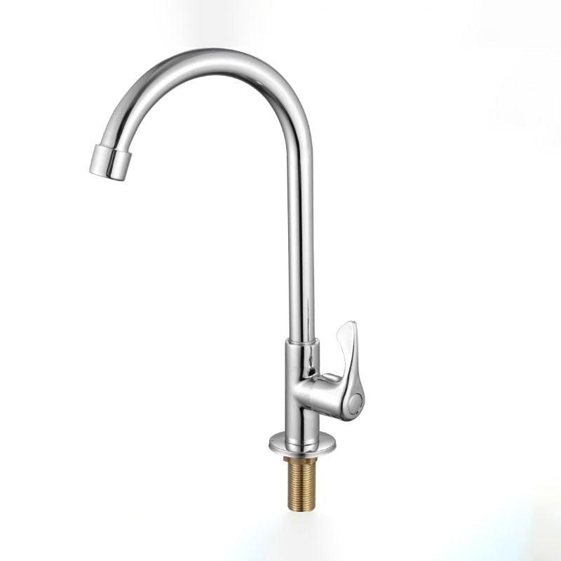 Contemporary Single Handle Kitchen Faucet Brass 1-Hold Bar Faucet Zinc Alloy Bench Mounted Gooseneck High Arc Clearhalo 'Home Improvement' 'home_improvement' 'home_improvement_kitchen_faucets' 'Kitchen Faucets' 'Kitchen Remodel & Kitchen Fixtures' 'Kitchen Sinks & Faucet Components' 'kitchen_faucets' 7050776