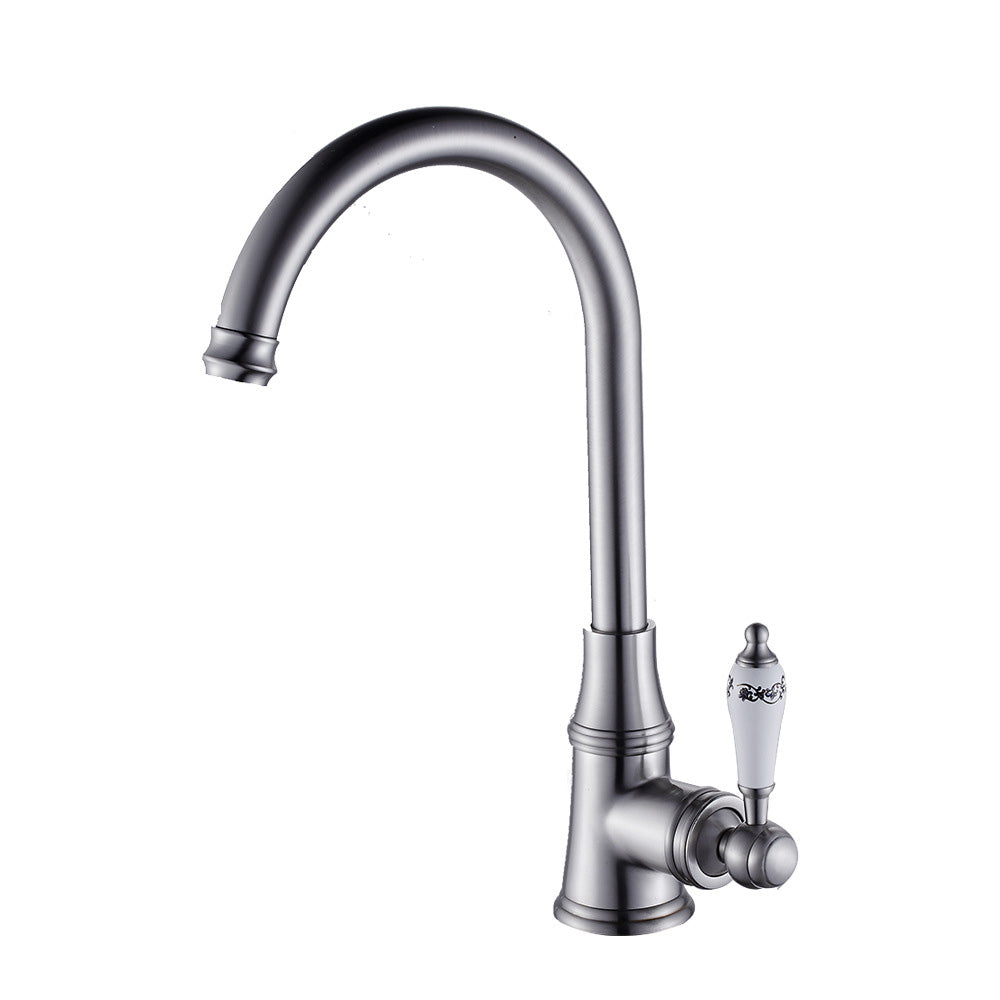 Metal Kitchen Faucet 1-Hole Contemporary Kitchen Faucet with Single Handle Clearhalo 'Home Improvement' 'home_improvement' 'home_improvement_kitchen_faucets' 'Kitchen Faucets' 'Kitchen Remodel & Kitchen Fixtures' 'Kitchen Sinks & Faucet Components' 'kitchen_faucets' 7050803