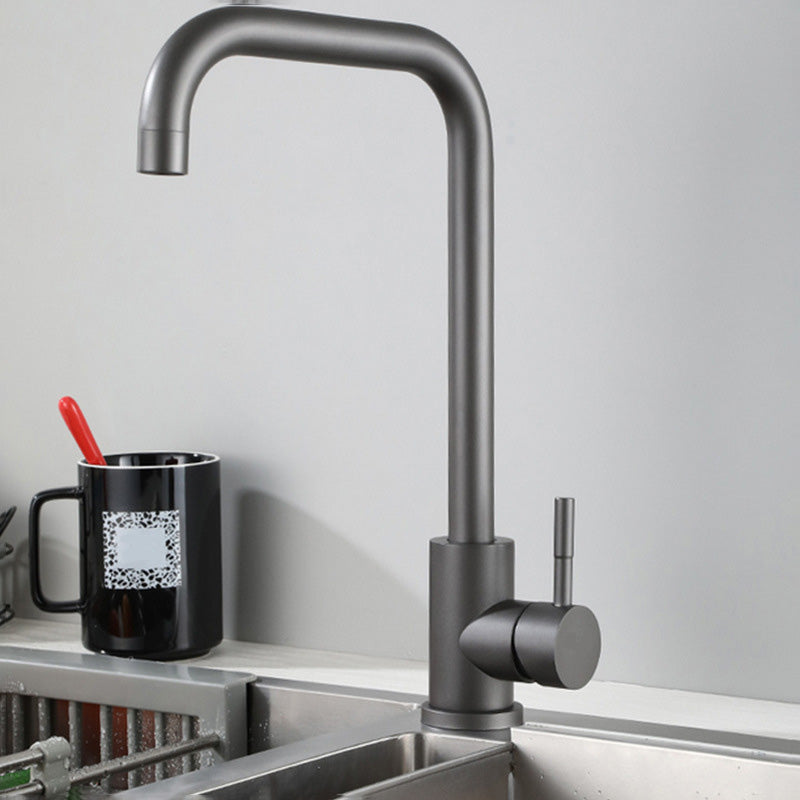 Modern Spray Kitchen Faucet Stainless Steel Swivel Spout Bridge Faucet Straight Faucet Clearhalo 'Home Improvement' 'home_improvement' 'home_improvement_kitchen_faucets' 'Kitchen Faucets' 'Kitchen Remodel & Kitchen Fixtures' 'Kitchen Sinks & Faucet Components' 'kitchen_faucets' 7050806